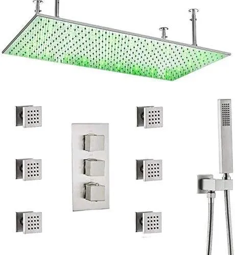 Set doccia quadrato da bagno Wels combinato con soffione e palmare