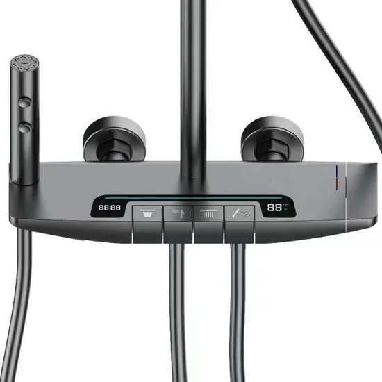 Nuovi stili di design Finitura cromata di lusso Display digitale Doccia a pioggia superiore e miscelatore doccia a mano